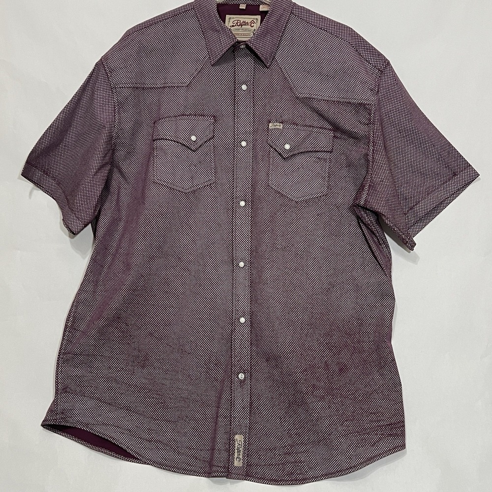 Rafter C Cowboy Collection Short Sleeve Pearl Snap Shirt Men Size 2XLT Geometric